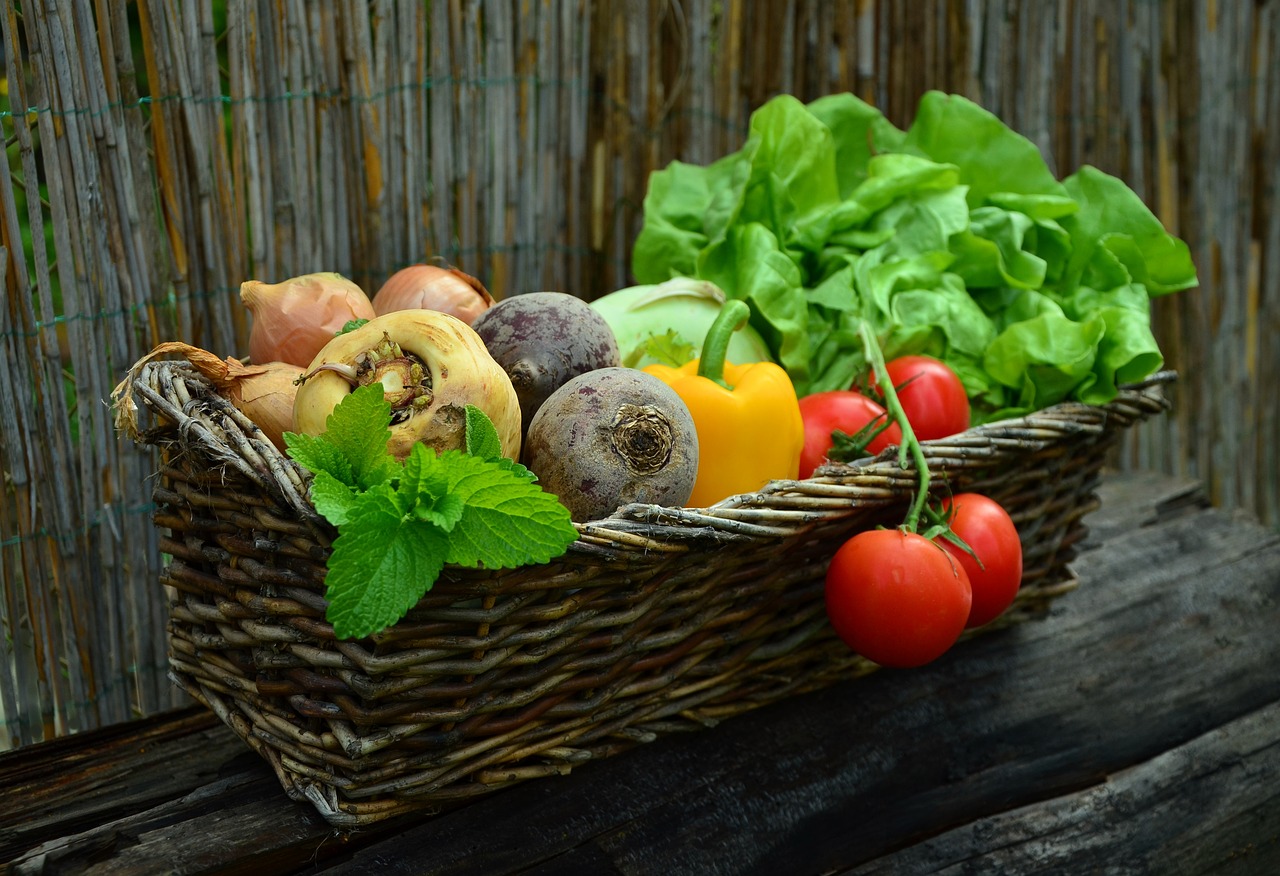 vegetables, basket, vegetable basket